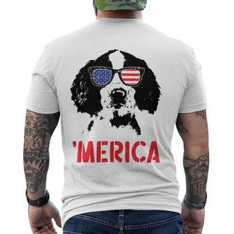Merica Englisth Springer Spaniel American Flag 4Th Of July Men's Back Print T-shirt | Mazezy