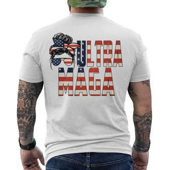 Messy Bun Ultra Maga Flag Sublimation Men's Crewneck Short Sleeve Back Print T-shirt - Monsterry CA