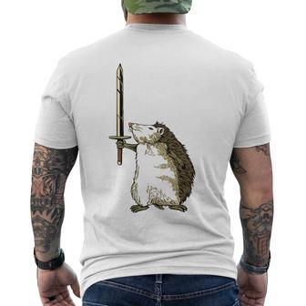 Mighty Hedgehog With Long Sword Men's Back Print T-shirt | Mazezy