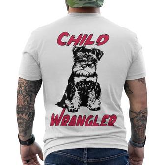 Miniature Schnauzer At Home Child Wrangler Multi Tasking Dog Men's Crewneck Short Sleeve Back Print T-shirt | Favorety AU