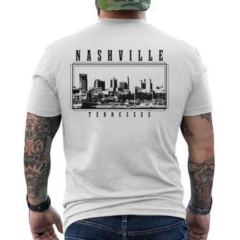 Nashville Tennessee Vintage Skyline Country Music City Men's Back Print T-shirt | Mazezy