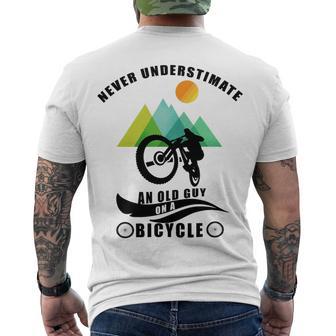 Never Underestimate An Old Guy On A Bicycle Men's Crewneck Short Sleeve Back Print T-shirt | Favorety CA