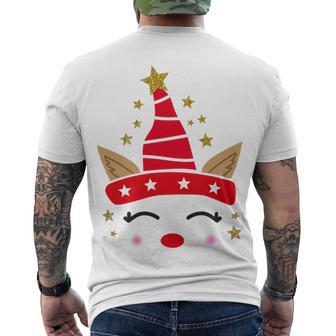 New Christmas Unicorn Face Santicorn Cute Men's Crewneck Short Sleeve Back Print T-shirt | Favorety AU