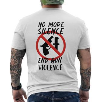 No More Silence End Gun Violence Anti Gun Pray For Texas Men's Crewneck Short Sleeve Back Print T-shirt | Mazezy