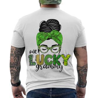 One Lucky Grammy Life Messy Bun St Patricks Day Irish Men's Crewneck Short Sleeve Back Print T-shirt | Favorety AU