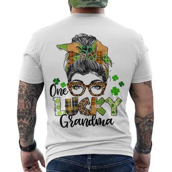 One Lucky Grandma Shamrock Plaid Leopard St Patricks Day Men's Crewneck Short Sleeve Back Print T-shirt | Favorety DE