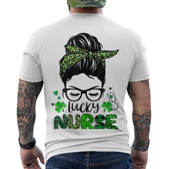 One Lucky Nurse St Patricks Day For Women Funny Nurse Men's Crewneck Short Sleeve Back Print T-shirt | Favorety DE