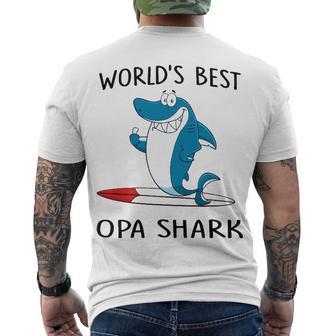 Opa Grandpa Worlds Best Opa Shark Men's T-Shirt Back Print - Seseable