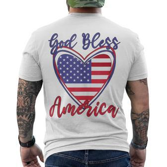 Patriotic 4Th Of July Heart For Women Cute God Bless America Men's T-shirt Back Print - Seseable