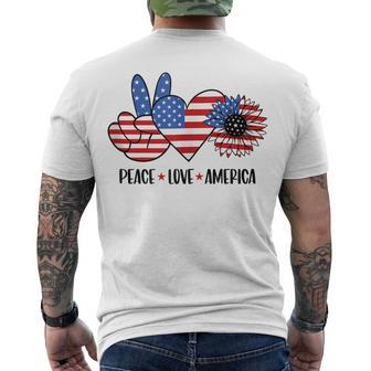 Patriotic 4Th Of July Peace Love America Men's T-shirt Back Print - Seseable