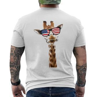 Patriotic Giraffe Usa American Flag 4Th Of July Cool Men's Back Print T-shirt | Mazezy