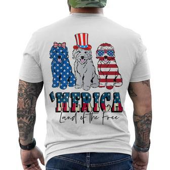 Patriotic Goldendoodle Dog 4Th Of July America Usa Flag Men's T-shirt Back Print - Seseable