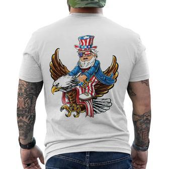 Patriotic Uncle Sam Bald Eagle 4Th Of July American Flag Boy Men's Back Print T-shirt | Mazezy