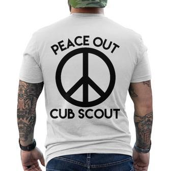 Peace Out Cub Scout Good Bye Saying Men's Back Print T-shirt | Mazezy