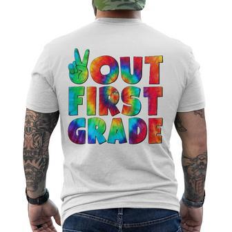 Peace Out First 1St Grade Graduation Last Day Of School Men's Back Print T-shirt | Mazezy