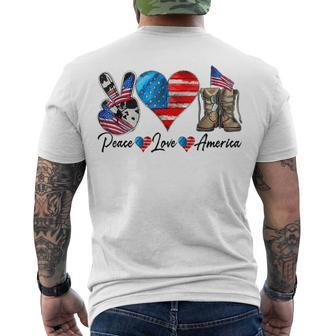 Peace Love America Vintage 4Th Of July Western America Flag Men's T-shirt Back Print - Seseable