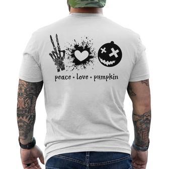 Peace Love Pumpkin Halloween Men's Crewneck Short Sleeve Back Print T-shirt | Favorety DE