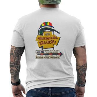 Pensacola Beach Emerald Coast Gulf Coast Florida Men's Back Print T-shirt | Mazezy