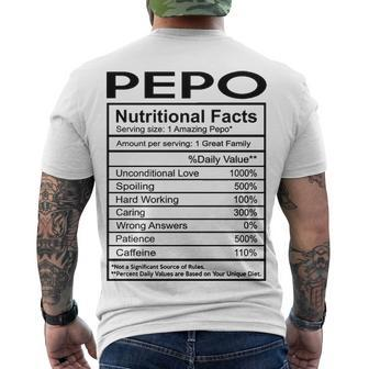 Pepo Grandpa Pepo Nutritional Facts Men's T-Shirt Back Print - Seseable
