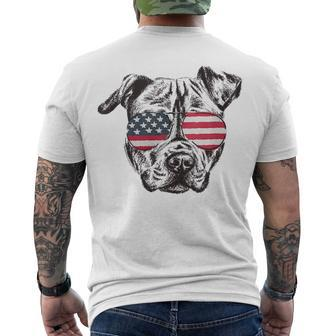 Pitbull 4Th Of July Sunglasses American Flag Patriotic Men's T-shirt Back Print - Seseable