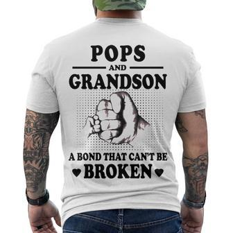 Pops Grandpa Pops And Grandson A Bond That Cant Be Broken Men's T-Shirt Back Print - Seseable