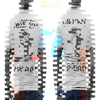 Pops Grandpa Worlds Best Pops Shark Men's T-Shirt Back Print - Seseable