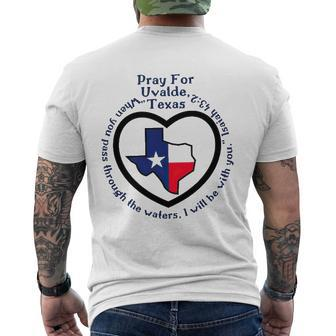 Prayers For Texas Robb Elementary Uvalde Texan Flag Map Men's Crewneck Short Sleeve Back Print T-shirt | Mazezy