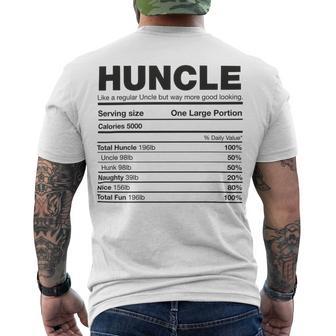 Premium Huncle Like A Regular Uncle But Way More Good Looking Nutrition Chart Men's Crewneck Short Sleeve Back Print T-shirt | Favorety AU