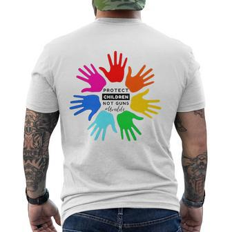 Protect Children Not Guns End Gun Violence Pray For Uvalde Men's Back Print T-shirt | Mazezy