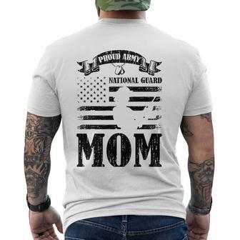 Proud Army National Guard Mom Us Flag Military Mothers Day Men's Crewneck Short Sleeve Back Print T-shirt | Mazezy