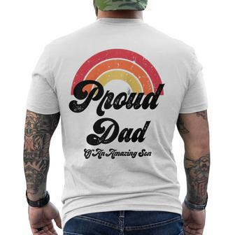 Proud Dad Of A Gay Son Lgbtq Ally Free Dad Hugs Bi Raglan Baseball Tee Men's Back Print T-shirt | Mazezy