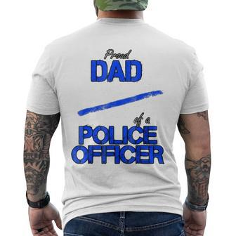 Proud Dad Of A Police Officer - Blue Line Law Enforcement Men's Back Print T-shirt | Mazezy