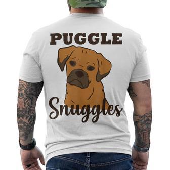 Puggle Dog Snuggles Funny Cute Pug Beagle Mom Dad Men's Crewneck Short Sleeve Back Print T-shirt | Favorety DE