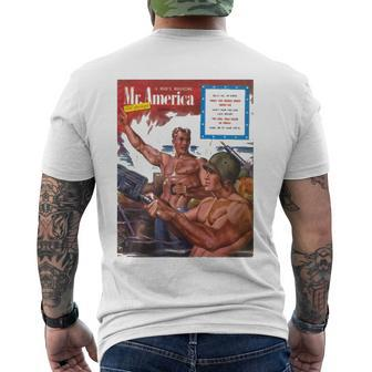 Pulp Librarian A Mans Magazine Mr America Hang On To Your Teeth Men's Back Print T-shirt | Mazezy