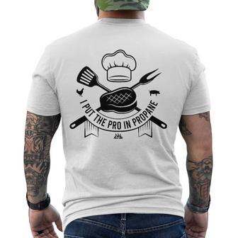 I Put The Pro In Propane Bbq Pitmaster Gas Grilling Men's Back Print T-shirt | Mazezy AU