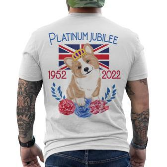Queens Platinum Jubilee 2022 British Monarch Queen Corgi Men's Back Print T-shirt | Mazezy