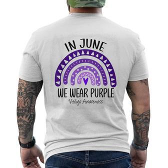 Rainbow In June We Wear Purple Vitiligo Awareness Ribbon Men's T-shirt Back Print - Seseable