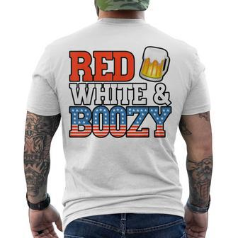 Red White And Boozy 4Th Of July Drinking Crew Party Men's T-shirt Back Print - Seseable