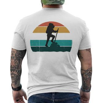 Retro Hiker Vintage Sunset Hiking Explorer Climber Men's Back Print T-shirt | Mazezy
