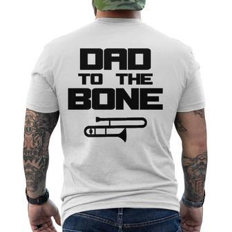 Mens School Marching Band Parent Trombone Dad Men's Back Print T-shirt | Mazezy