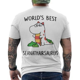 Seanathair Grandpa Worlds Best Seanathairsaurus Men's T-Shirt Back Print - Seseable