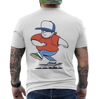 Skater Cartoon Skateboarder Riding Skateboard Men's Back Print T-shirt | Mazezy