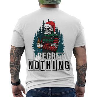 Skeleton Santa I Regret Nothing Christmas Men's Crewneck Short Sleeve Back Print T-shirt | Favorety CA