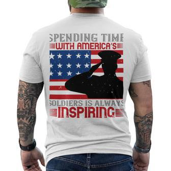 Spending Time With Americas Soldiers Is Always Inspiring Veterans Day Gifts Men's Crewneck Short Sleeve Back Print T-shirt - Monsterry UK