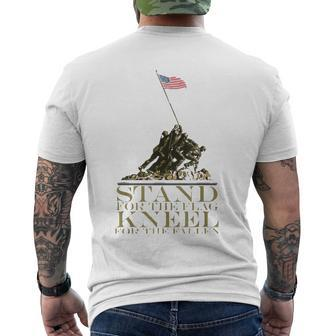 Stand For The Flag Kneel For The Fallen Patriotic Men's Back Print T-shirt | Mazezy