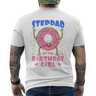 Stepdad Of The Birthday Girl Donut Bday Party Stepfather Men's Back Print T-shirt | Mazezy