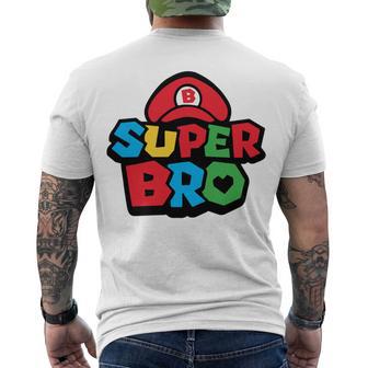 Super Bro Funny Brother Video Gaming Lover Gift Birthday Holiday By Mesa Cute Men's Crewneck Short Sleeve Back Print T-shirt | Favorety