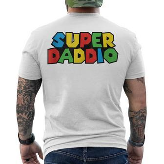 Super-Daddio Gamer Dad Fathers Day Video Game Lover Men's Back Print T-shirt | Mazezy