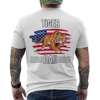 Tiger Us Flag 4Th Of July Fathers Day Tiger Dad Men's T-shirt Back Print - Seseable