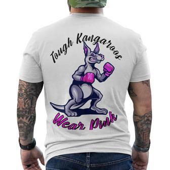 Tough Kangaroos Wear Pink In Support Of Breast Cancer Awareness Men's Crewneck Short Sleeve Back Print T-shirt | Favorety AU